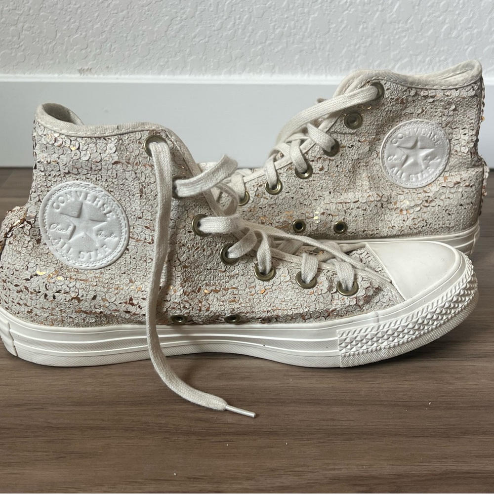 Converse Chuck Taylor Hi Top Sequin Gold Cream - Women's 8